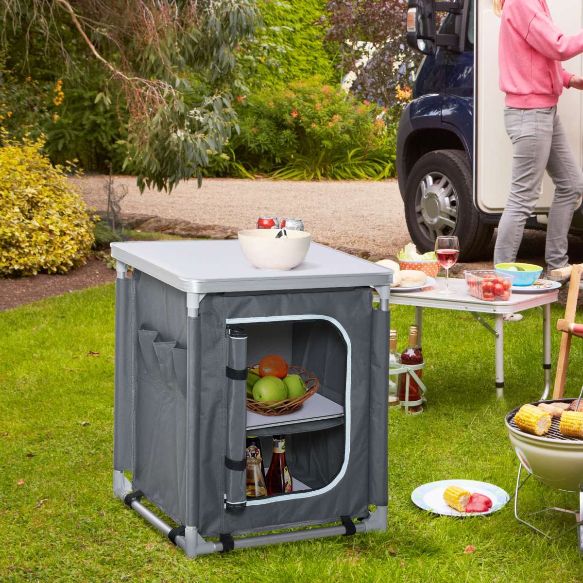 Outdoor 2-shelf Camping Cupboard. - Stay-outdoors.co.uk