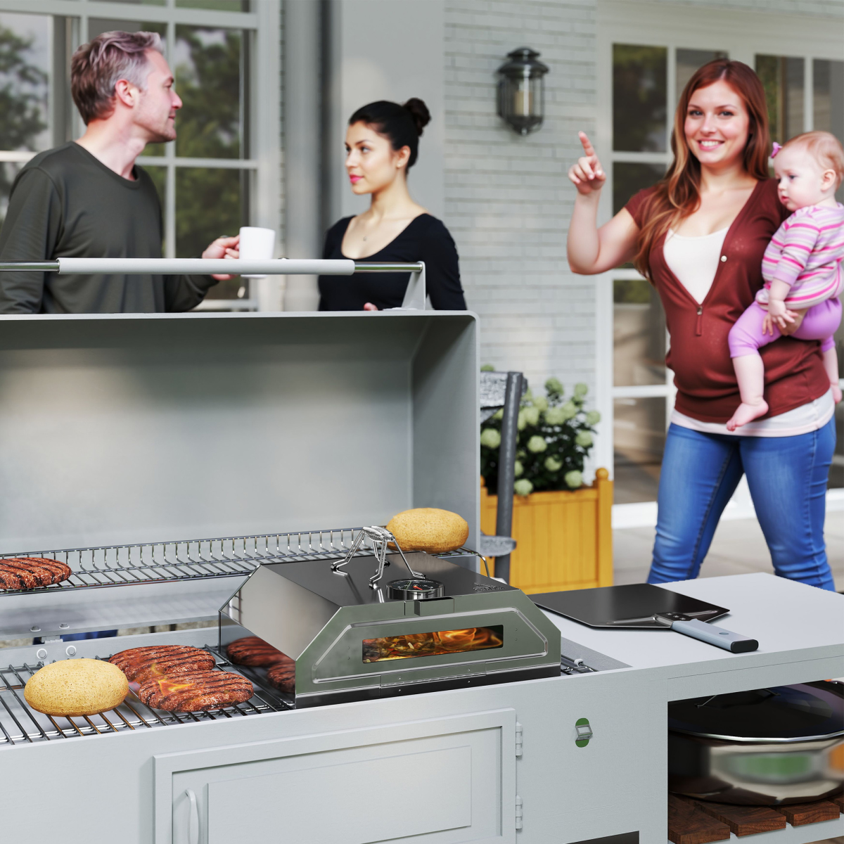 Outdoor BBQ Pizza Oven with Thermometer for Gas/Charcoal BBQ Grills - Stay-outdoors.co.uk