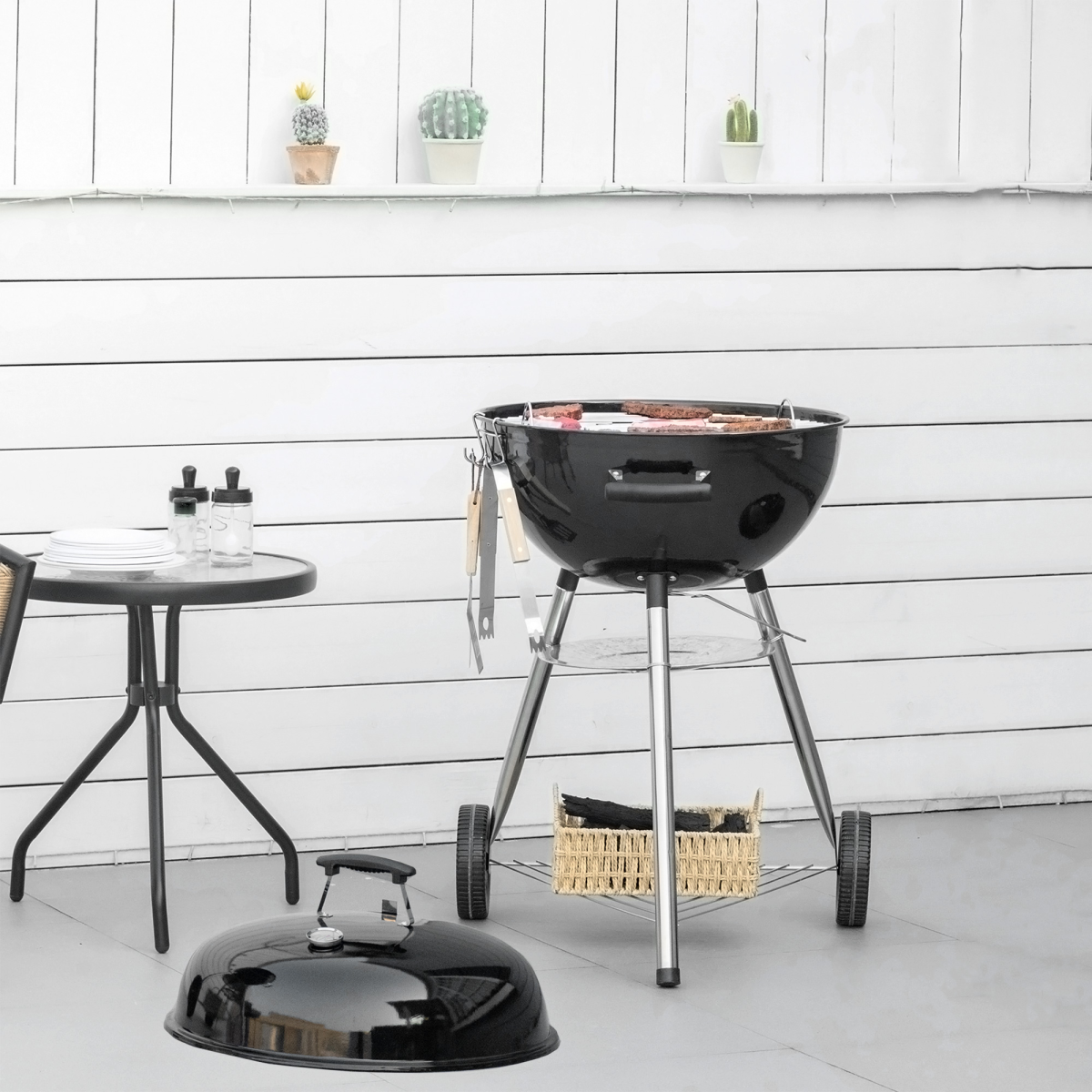 Portable Kettle Charcoal Grill BBQ Smoker w/ Cover, Lid, & Thermometer - Stay-outdoors.co.uk