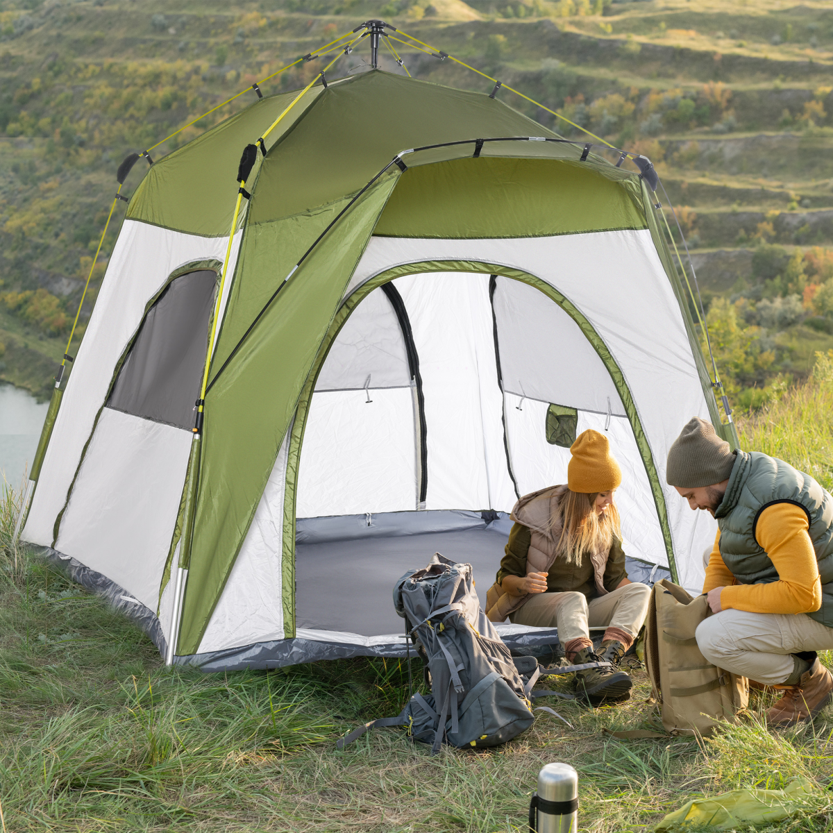 Four Man Pop Up Tent Automatic Camping. - Stay-outdoors.co.uk