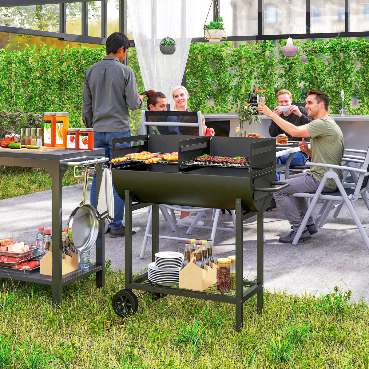 Steel 2-Grill Charcoal BBQ - Stay-outdoors.co.uk