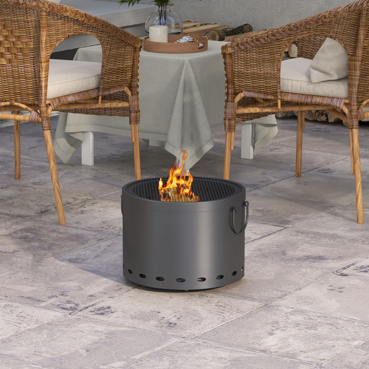 Smokeless Wood Burning-Metal Fire Pit. - Stay-outdoors.co.uk