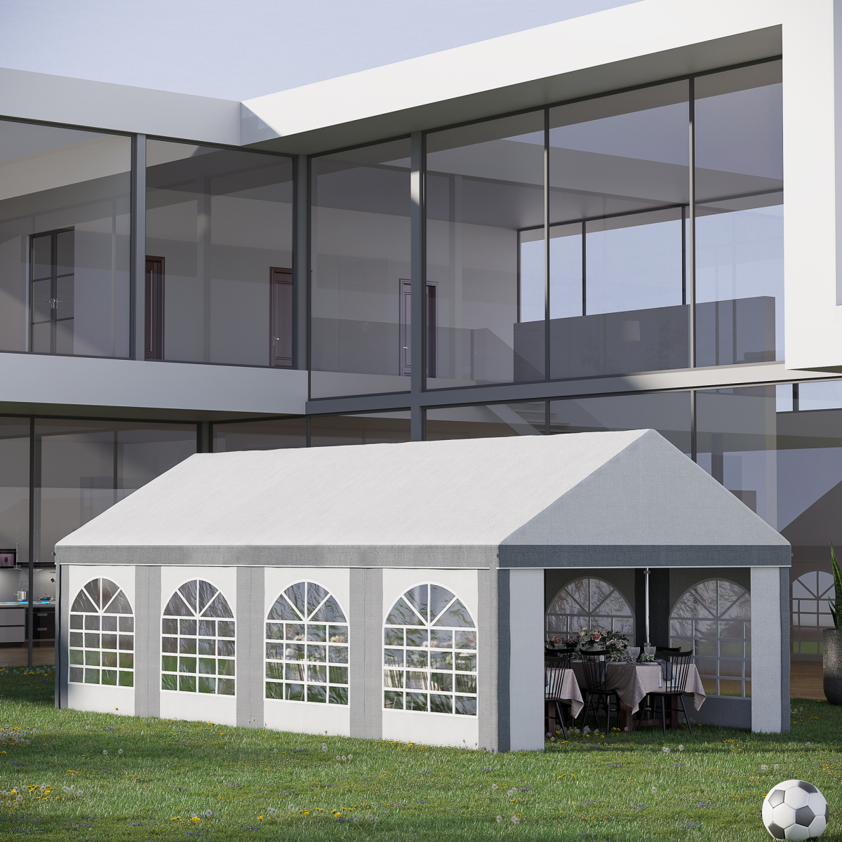 Marquee Gazebo with Sides, Eight Windows and Double Doors - Stay-outdoors.co.uk