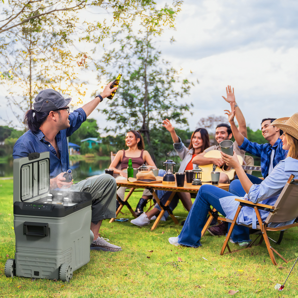 45L Camping Fridge Freezer Dual Zone Car Fridge, DC & AC, -20-20℃ - Stay-outdoors.co.uk