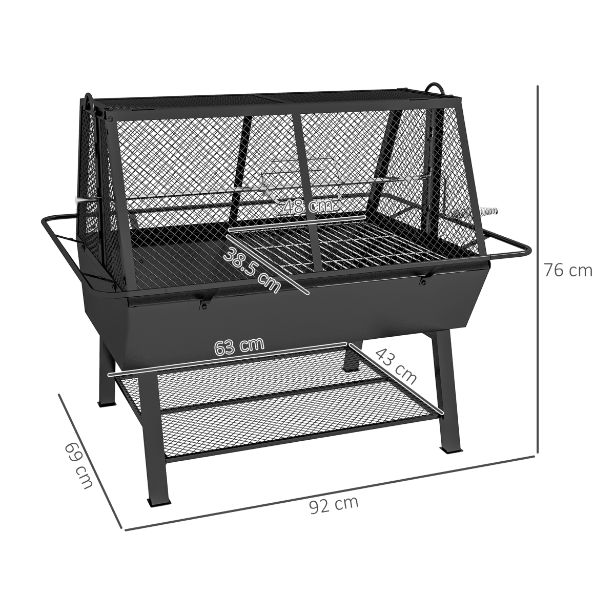 3-in-1 BBQ Rotisserie Grill Roaster Fire Pit. - Stay-outdoors.co.uk