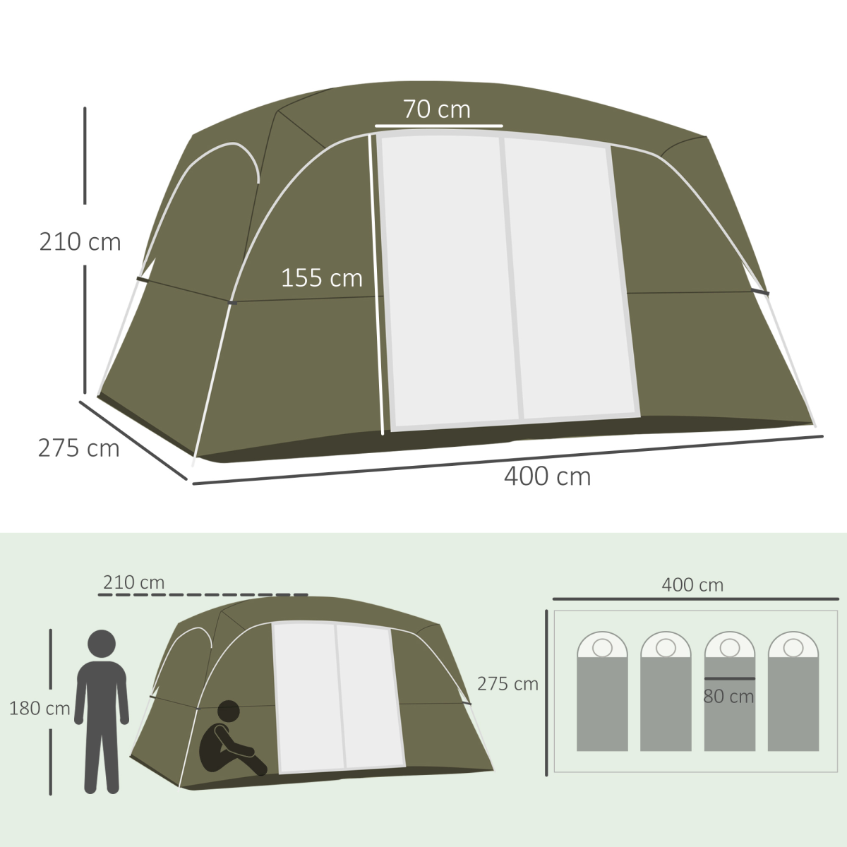 Camping Tent, Family Tent 4-8 Person 2 Room Easy Set Up.