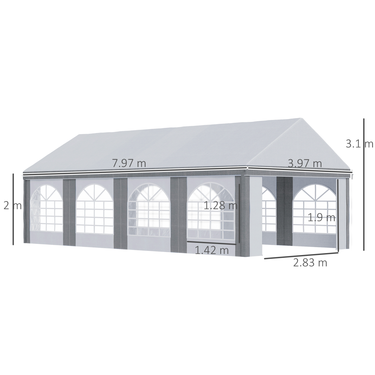Marquee Gazebo with Sides, Eight Windows and Double Doors - Stay-outdoors.co.uk