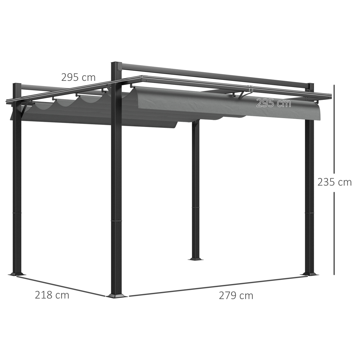 Pergola with Retractable Roof and Aluminium Frame, Grey - Stay-outdoors.co.uk