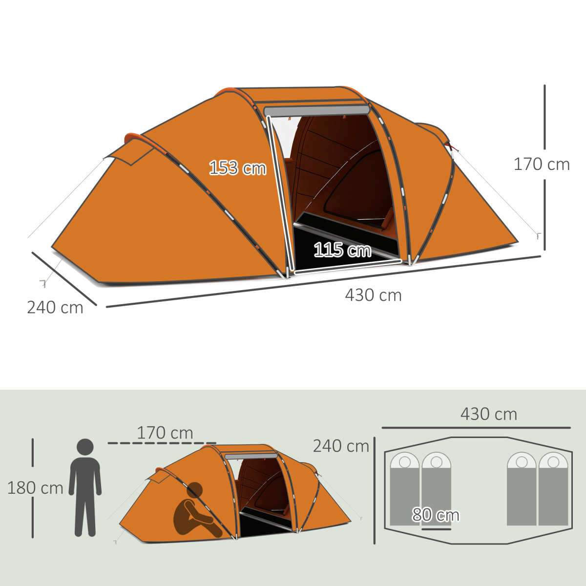 4-6 Persons Camping Tent Dome.