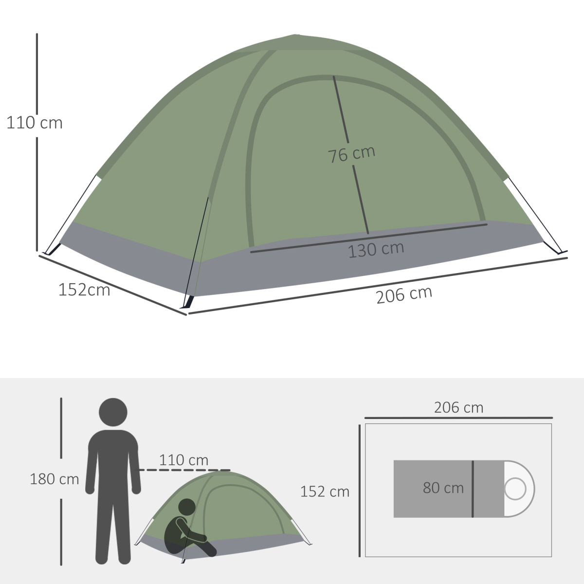 Camping Tent for 2 Person Dome Tent- Multicoloured - Stay-outdoors.co.uk