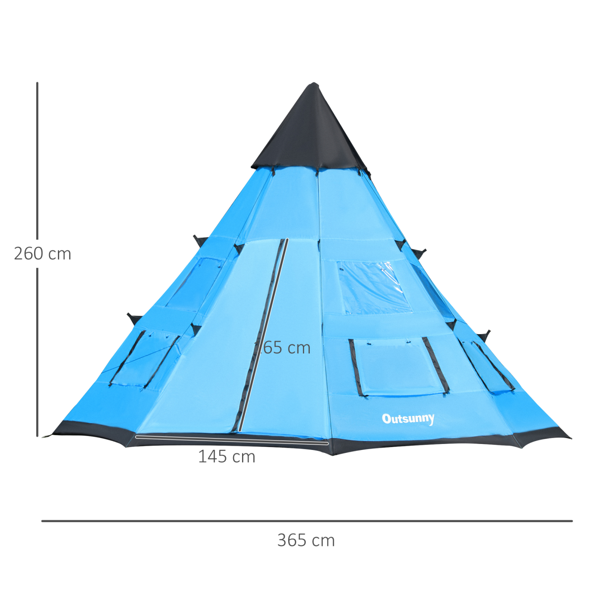 6-7 Person Large Family Tipi Camping Tent Carrying Bag, Mesh Window