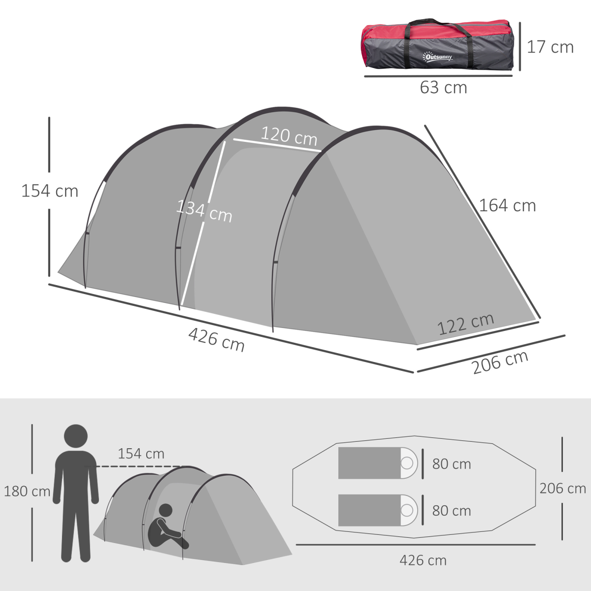 2-33 Man Camping Tent w/ 2 Rooms Porch Vents - Stay-outdoors.co.uk