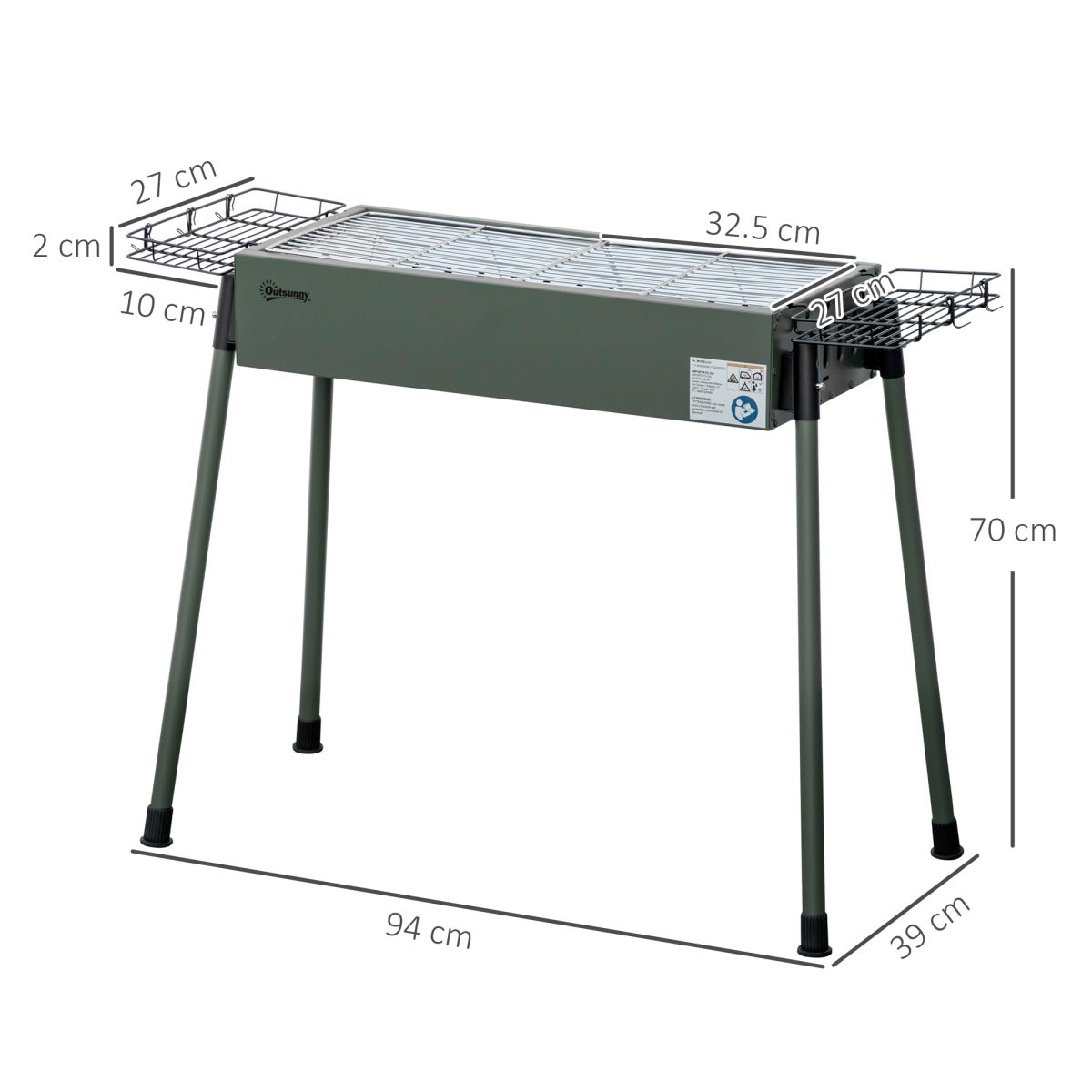 Portable Charcoal Barbecue Grill with Seasoning Baskets and Hooks - Stay-outdoors.co.uk