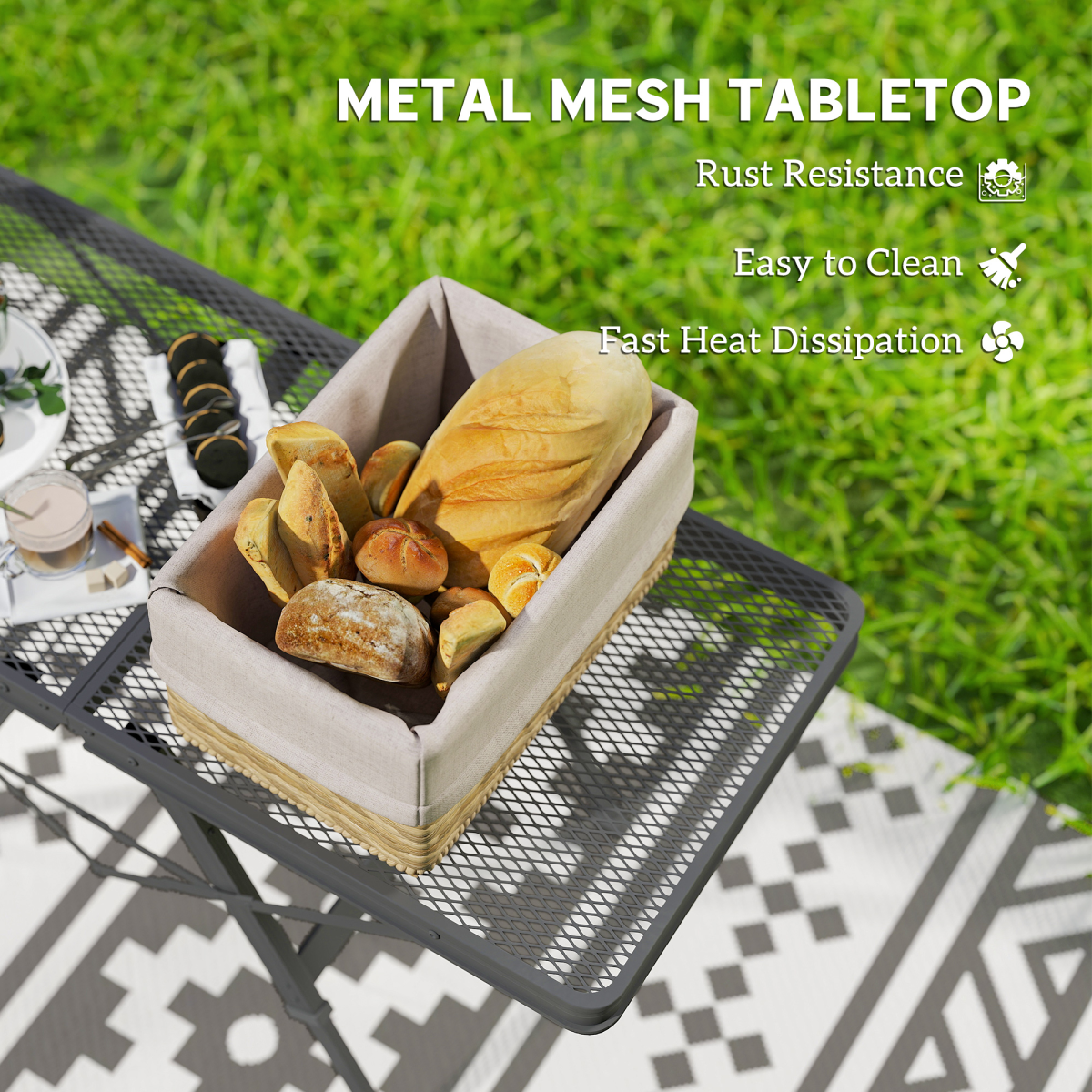 3 ft Folding Camping Table w/ Adjustable Heights & Mesh Desktop - Stay-outdoors.co.uk