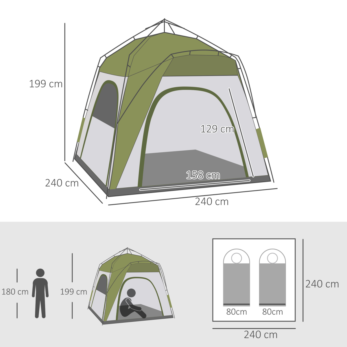 Four Man Pop Up Tent Automatic Camping. - Stay-outdoors.co.uk