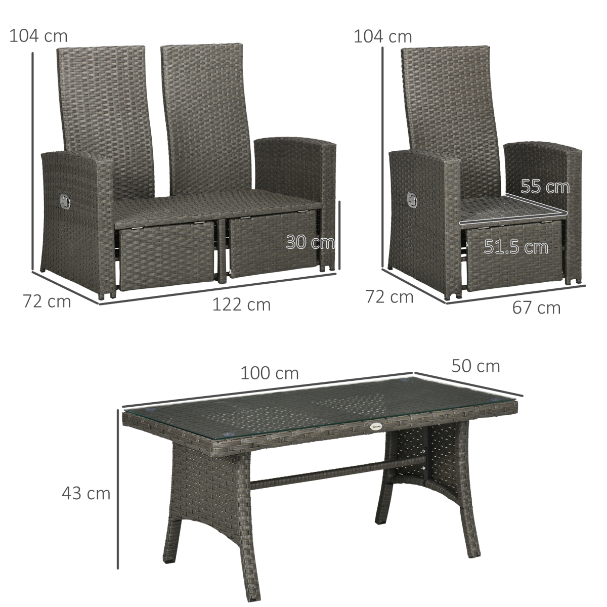 Four Piece Rattan Garden Furniture Set. - Stay-outdoors.co.uk