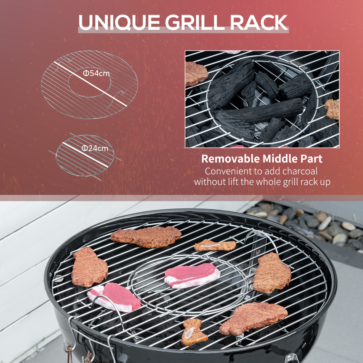 Portable Kettle Charcoal Grill BBQ Smoker w/ Cover, Lid, & Thermometer - Stay-outdoors.co.uk
