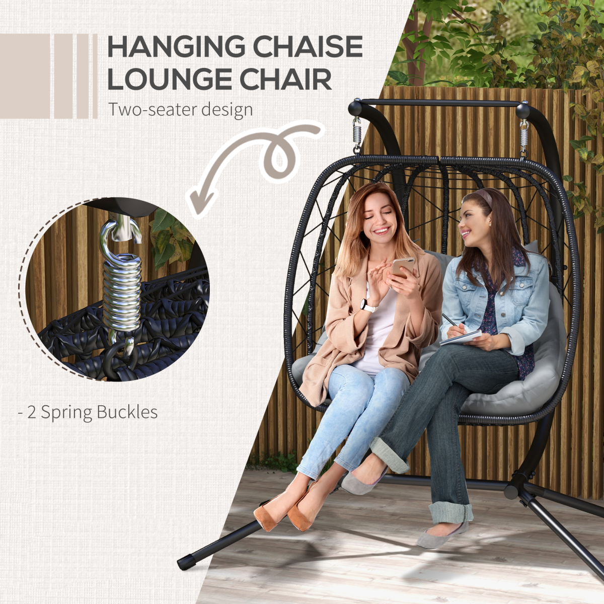 Hanging Swing Chair with Thick Cushion. - Stay-outdoors.co.uk