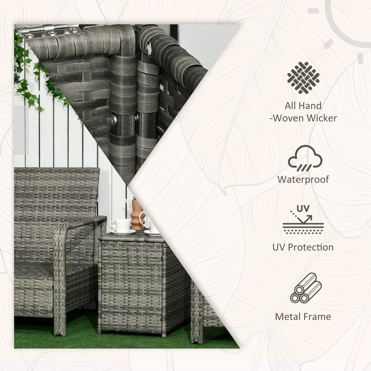 Three Piece Rattan Garden Sofa Set. - Stay-outdoors.co.uk