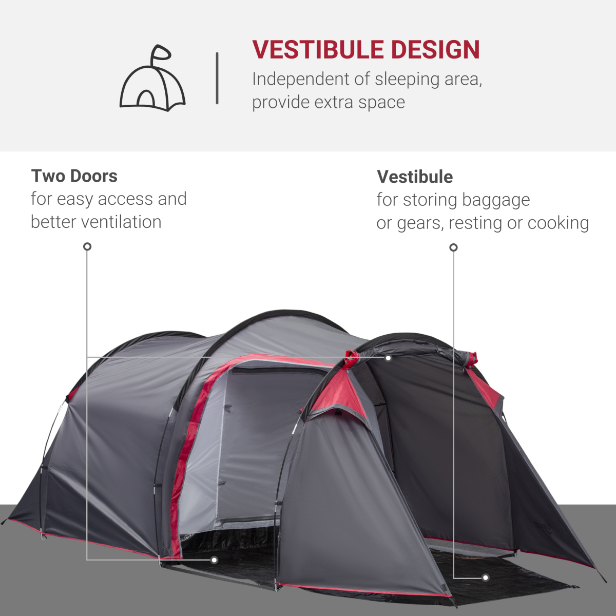 2-33 Man Camping Tent w/ 2 Rooms Porch Vents - Stay-outdoors.co.uk