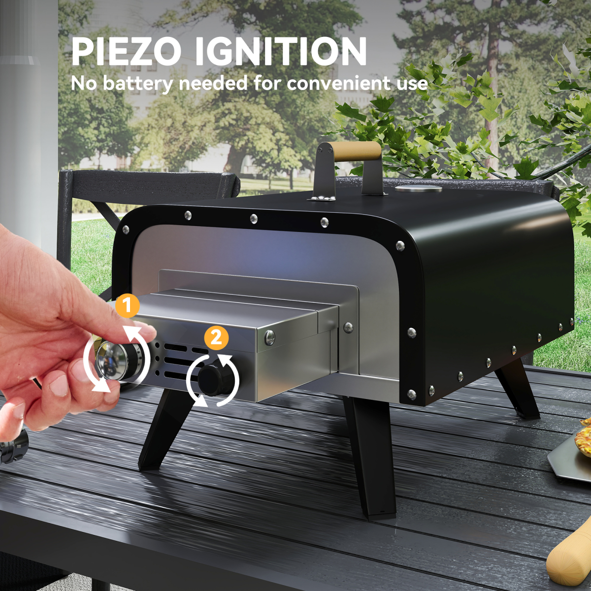 Outdoor Table top Gas Pizza Oven with 12" Pizza Stone & Peel, Black - Stay-outdoors.co.uk
