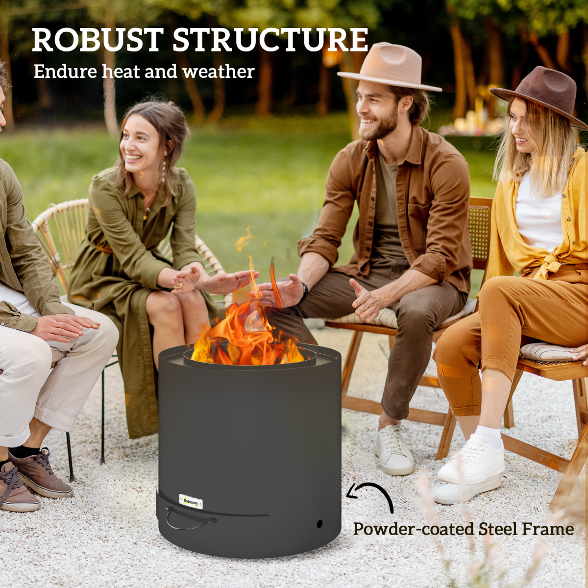 Round Fire Pit with Ash Tray and Fire Poker. - Stay-outdoors.co.uk