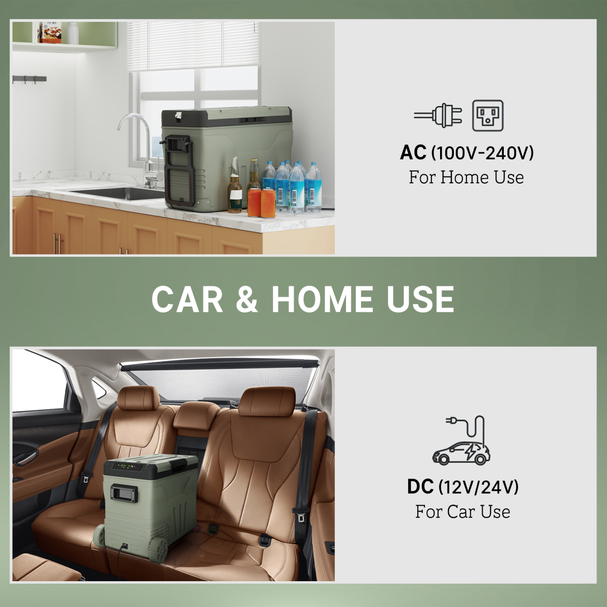 45L Camping Fridge Freezer Dual Zone Car Fridge, DC & AC, -20-20℃ - Stay-outdoors.co.uk