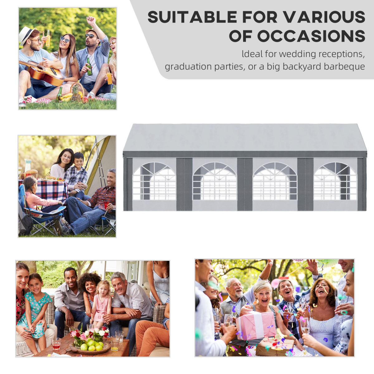 Marquee Gazebo with Sides, Eight Windows and Double Doors - Stay-outdoors.co.uk