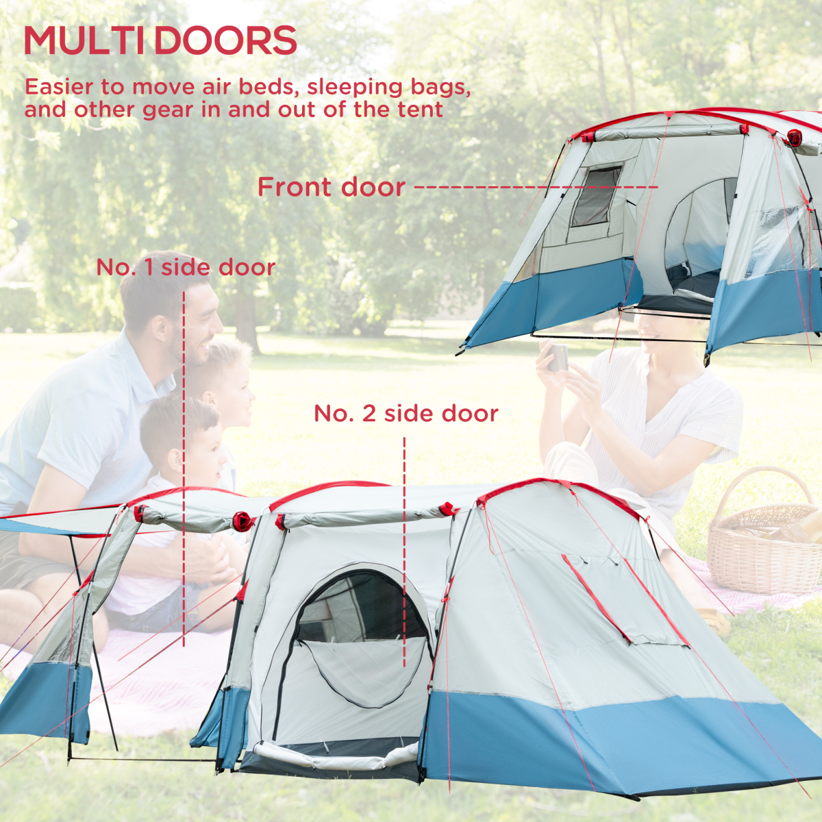 6-8 Person Tunnel Tent, Two-room Camping Tent.