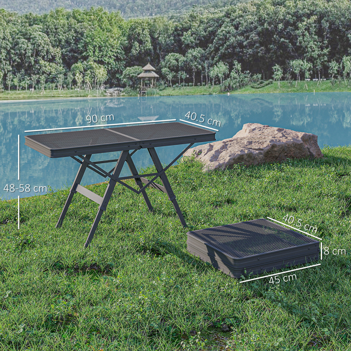 3 ft Folding Camping Table w/ Adjustable Heights & Mesh Desktop - Stay-outdoors.co.uk