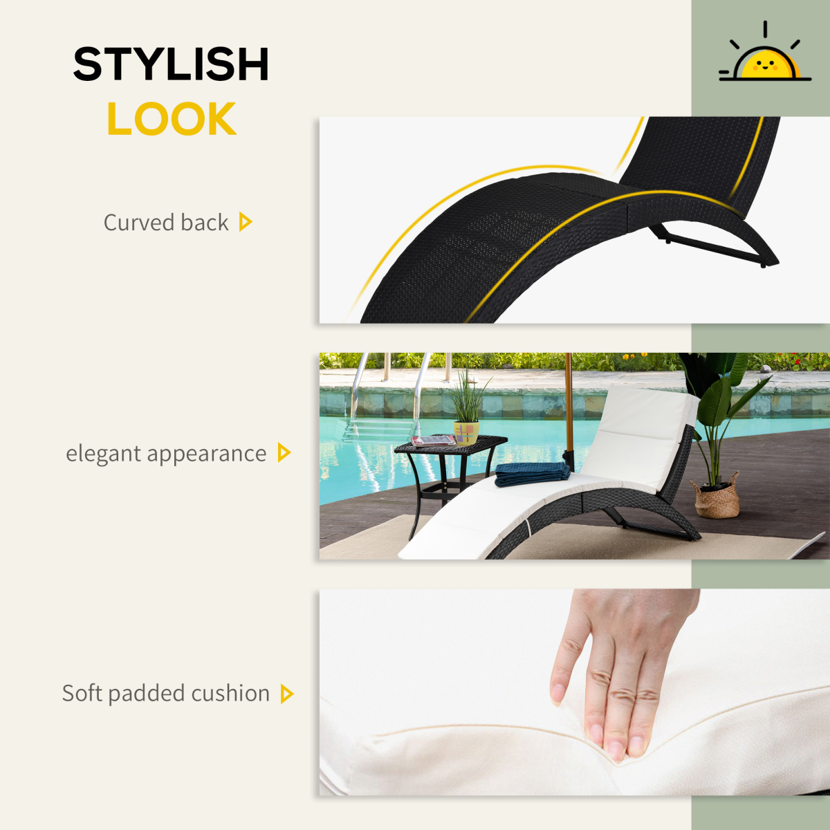 Sun Lounger Rattan Hammock Sun Bed Garden Folding Recliner Chair w/ Cushion - Stay-outdoors.co.uk