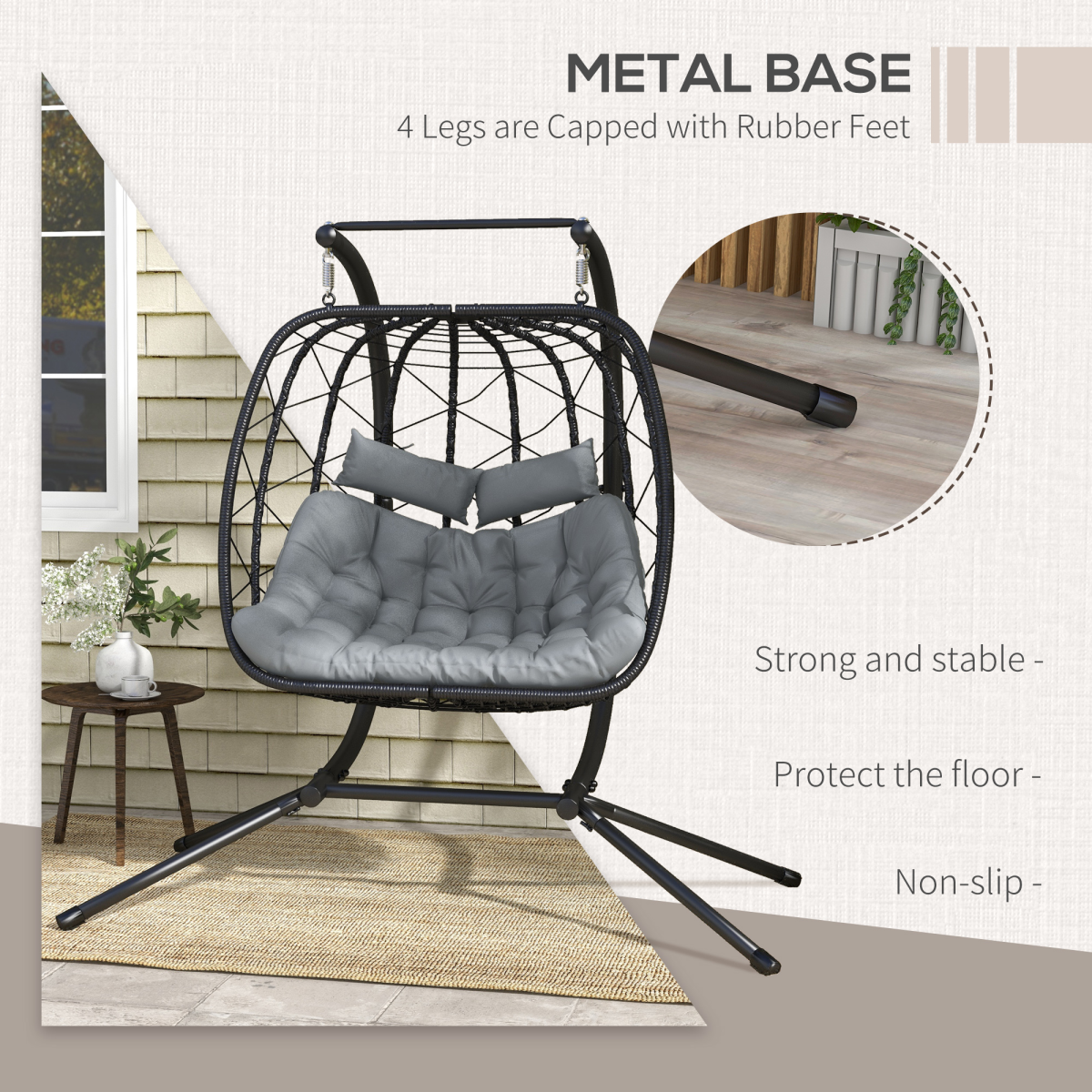 Hanging Swing Chair with Thick Cushion. - Stay-outdoors.co.uk