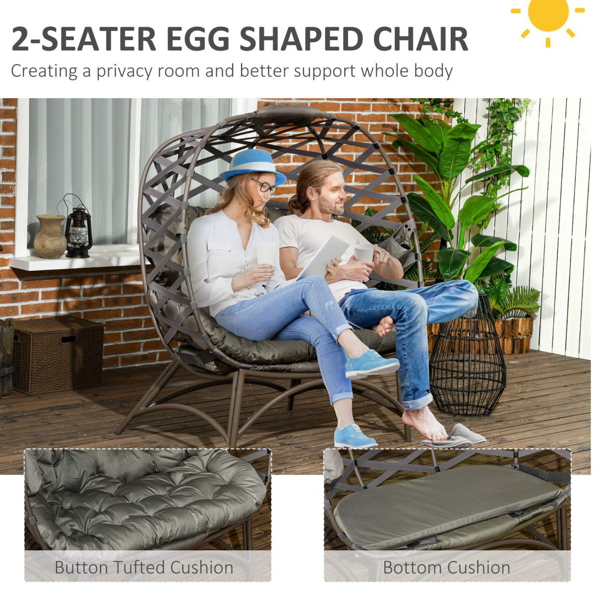 Two Seater Egg Chair. - Stay-outdoors.co.uk