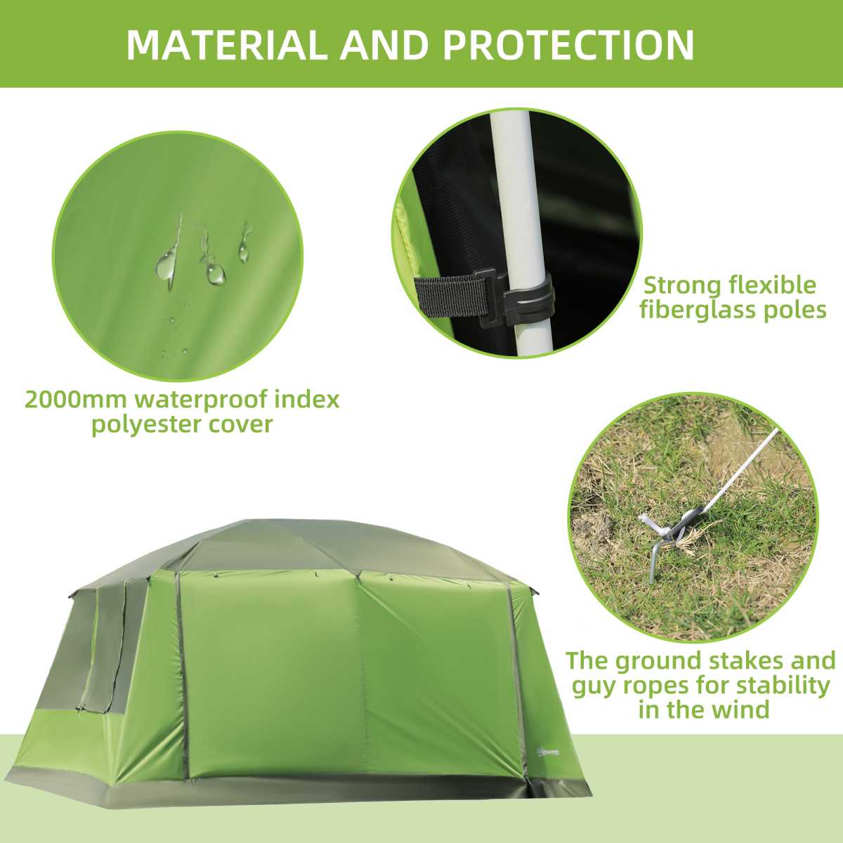 Two Room Dome Tent Camping Shelter w/ Porch and Portable Carry Bag Outsunny - Stay-outdoors.co.uk