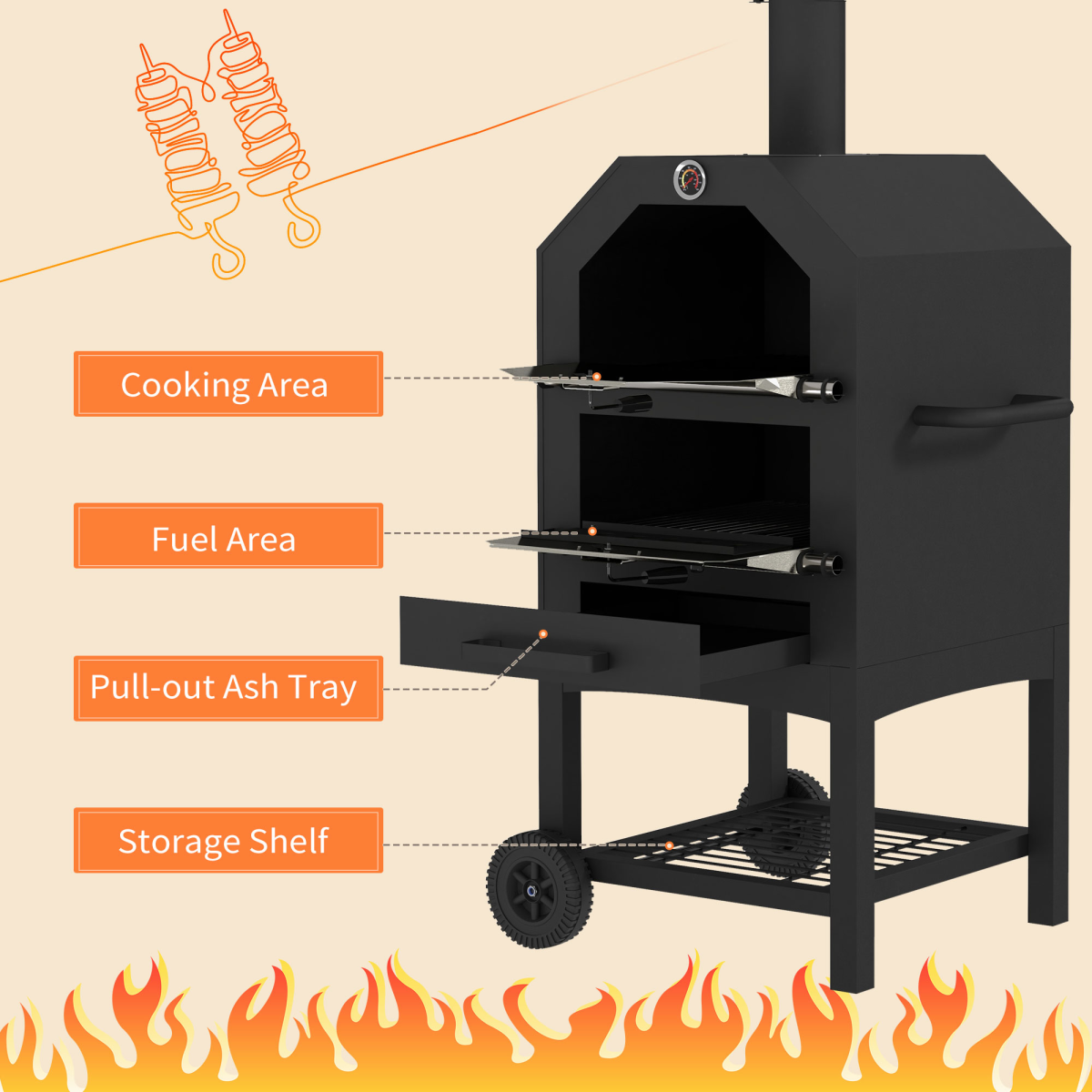 Outdoor Pizza Oven Charcoal Grill. - Stay-outdoors.co.uk