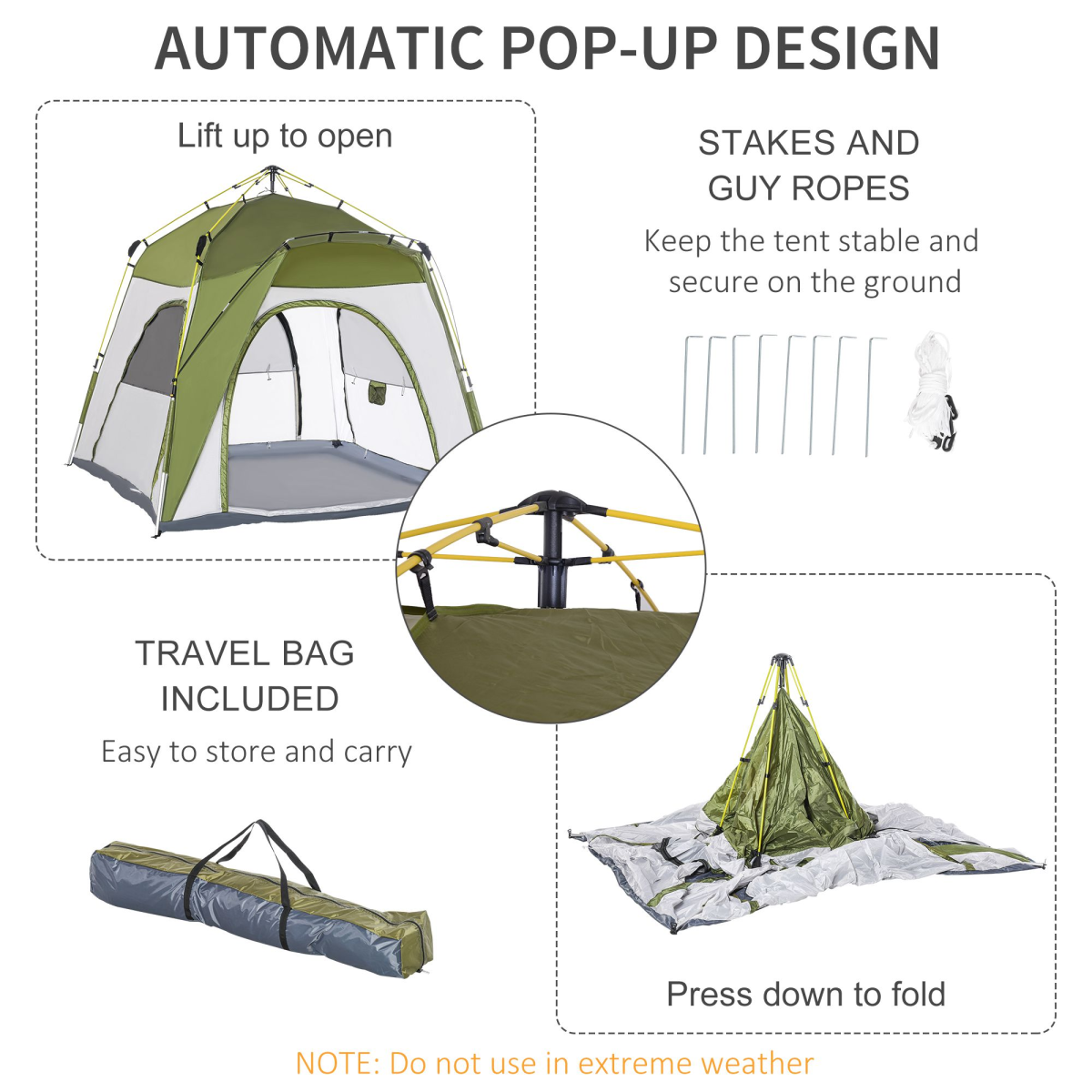 Four Man Pop Up Tent Automatic Camping. - Stay-outdoors.co.uk