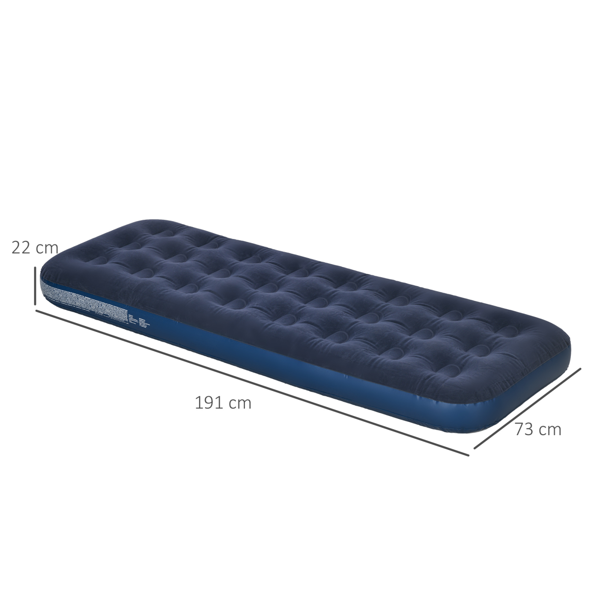 Single Air Mattress, Portable Air Bed with Flocked Surface, Blue - Stay-outdoors.co.uk