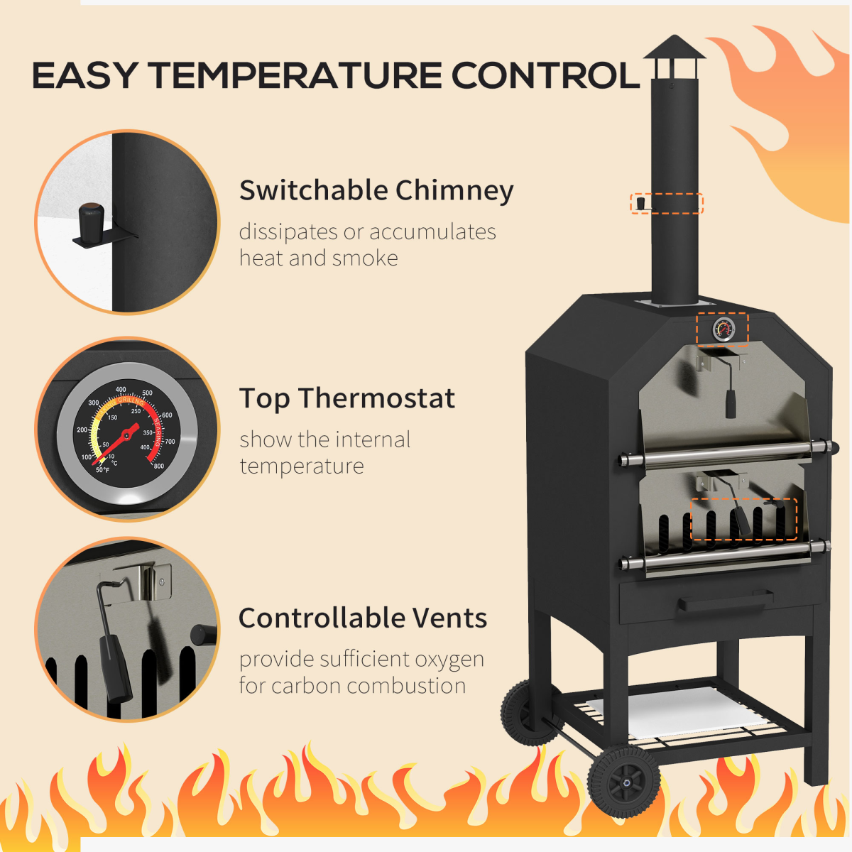 Outdoor Pizza Oven Charcoal Grill. - Stay-outdoors.co.uk