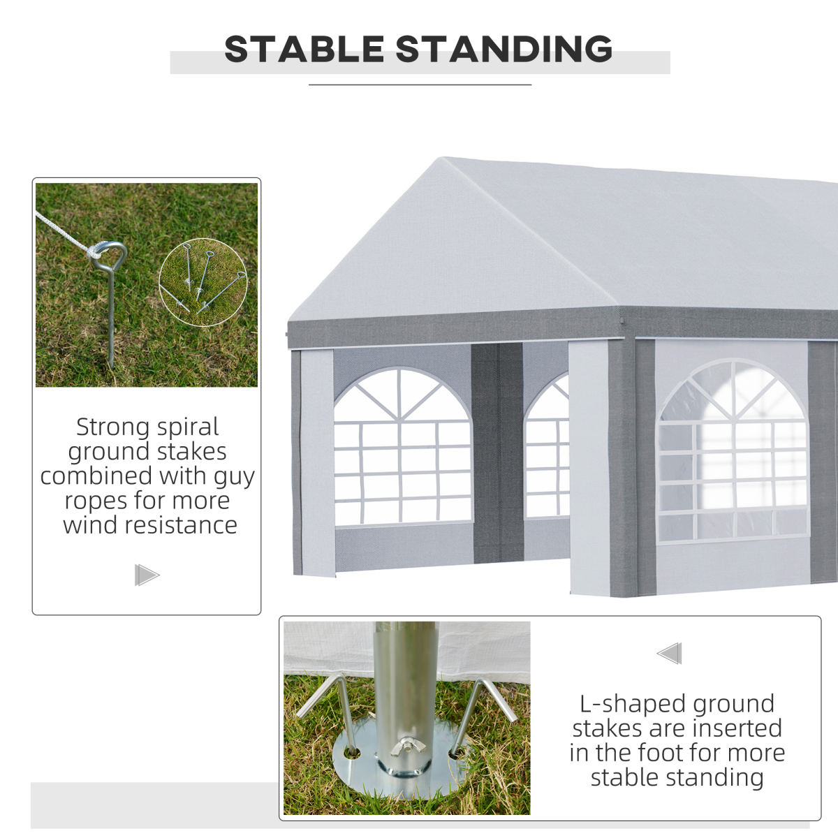 Marquee Gazebo with Sides, Eight Windows and Double Doors - Stay-outdoors.co.uk