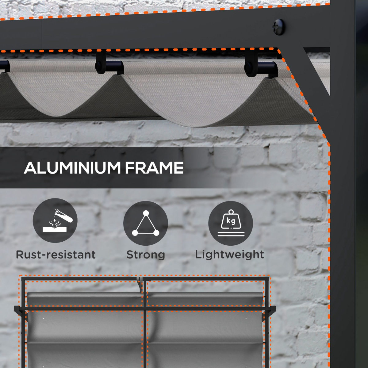 Pergola with Retractable Roof and Aluminium Frame, Grey - Stay-outdoors.co.uk