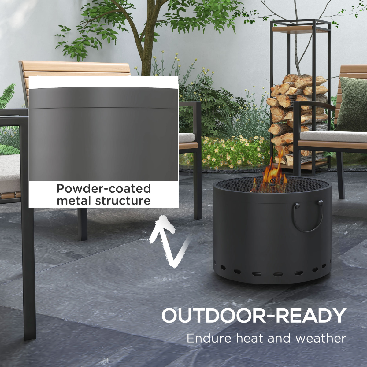Smokeless Wood Burning-Metal Fire Pit. - Stay-outdoors.co.uk