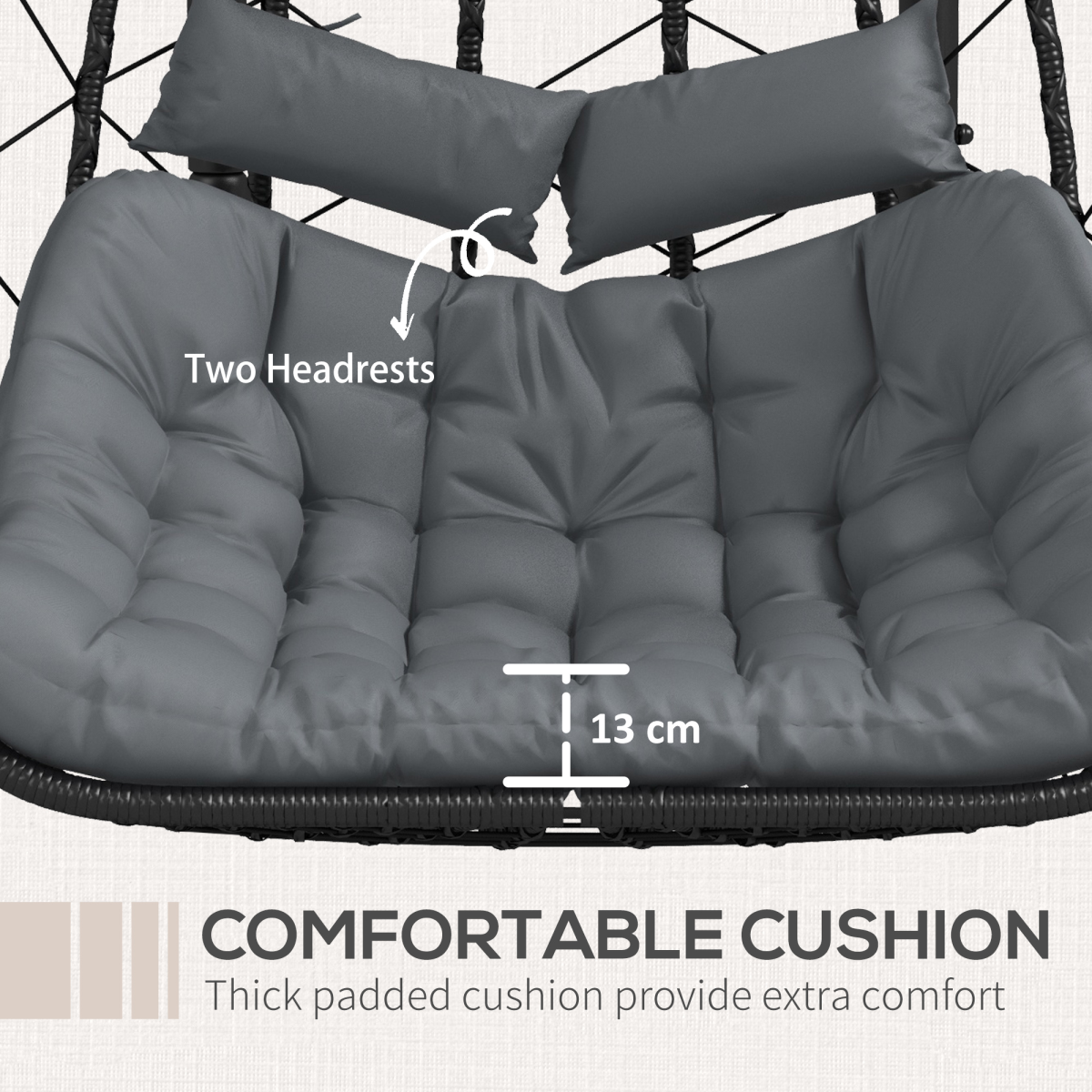 Hanging Swing Chair with Thick Cushion. - Stay-outdoors.co.uk