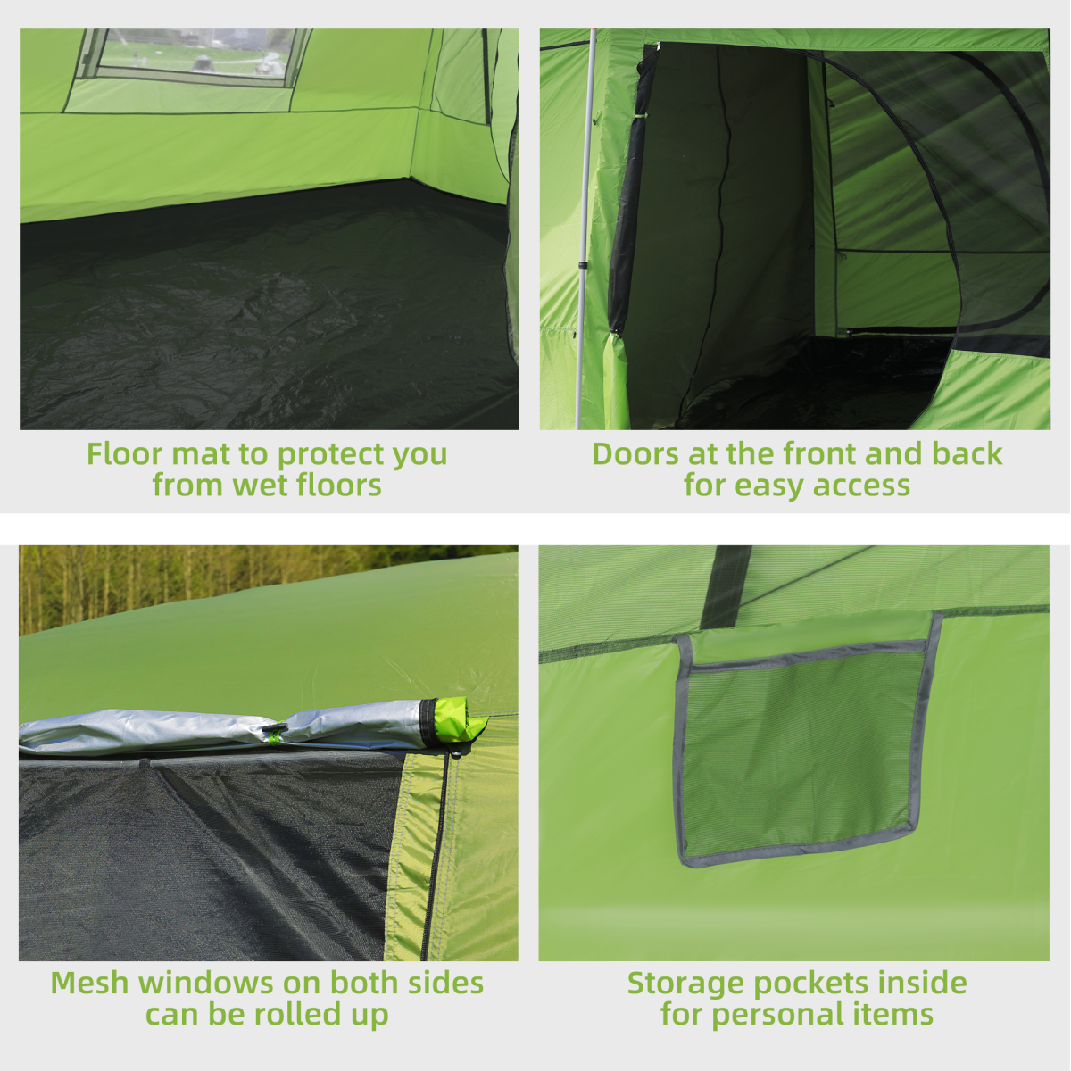 Two Room Dome Tent Camping Shelter w/ Porch and Portable Carry Bag Outsunny - Stay-outdoors.co.uk