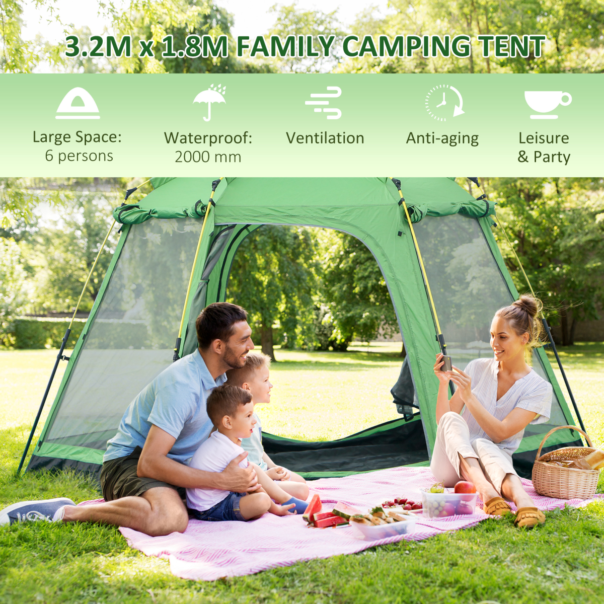 6 Person Camping pop up tent.