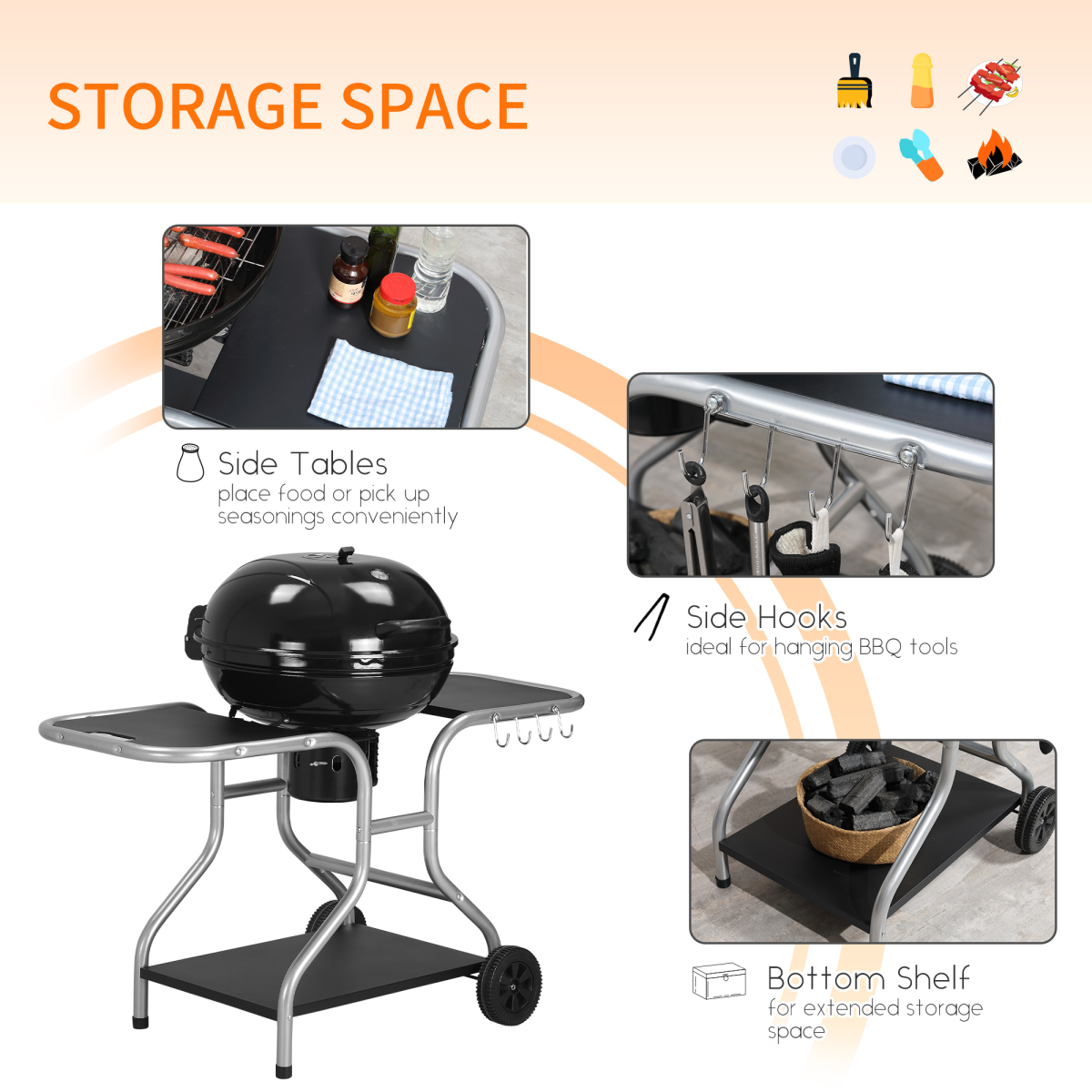 Garden Charcoal Trolley Barbecue Gril. - Stay-outdoors.co.uk
