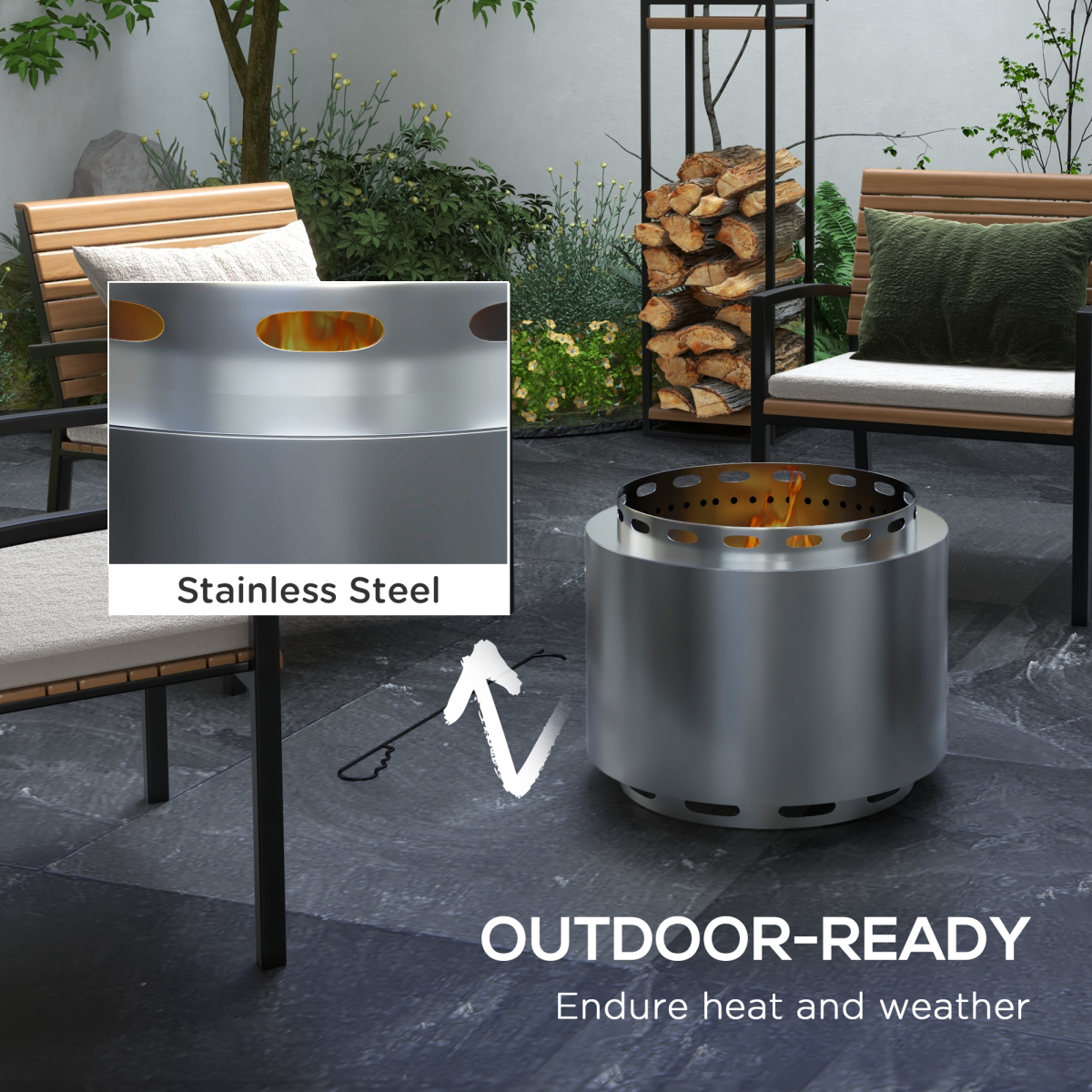 Smokeless Wood Burning Firepit -Stainless Steel Fire Pit. - Stay-outdoors.co.uk