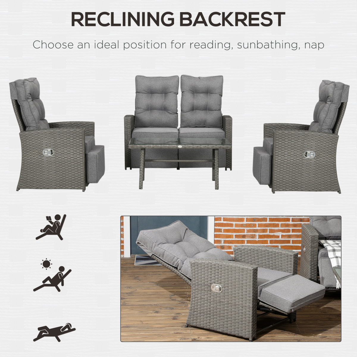 Four Piece Rattan Garden Furniture Set. - Stay-outdoors.co.uk