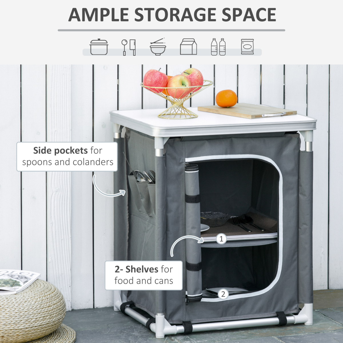 Outdoor 2-shelf Camping Cupboard. - Stay-outdoors.co.uk