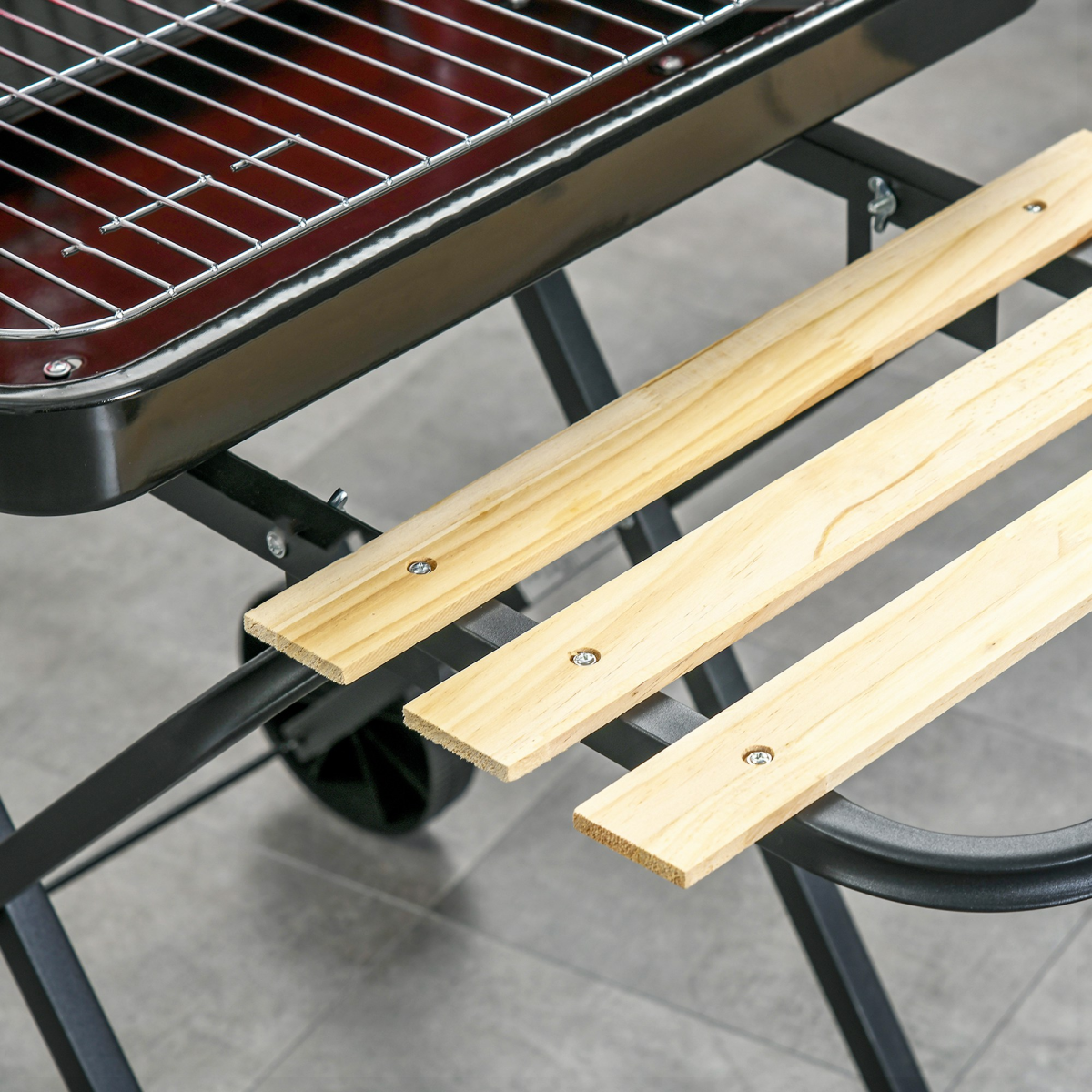 Foldable Charcoal Barbecue Grill W/ Wheels-Red & Black - Stay-outdoors.co.uk