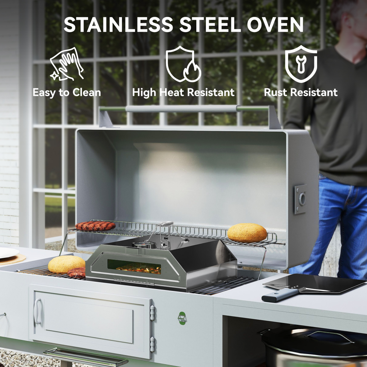 Outdoor BBQ Pizza Oven with Thermometer for Gas/Charcoal BBQ Grills - Stay-outdoors.co.uk